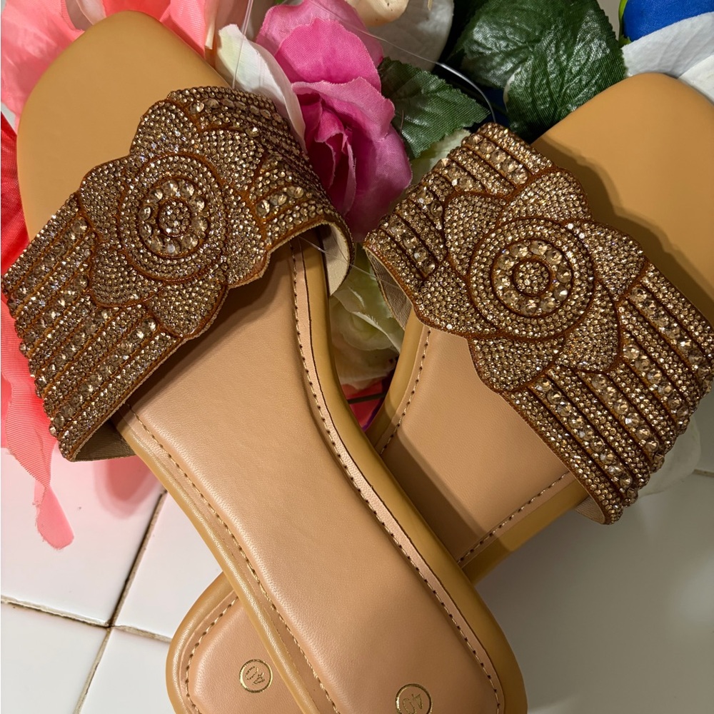Elegant Brown Embellished Women's Sandals